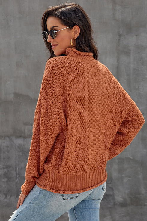 Oversized Chunky Batwing Long Sleeve Turtleneck Sweater